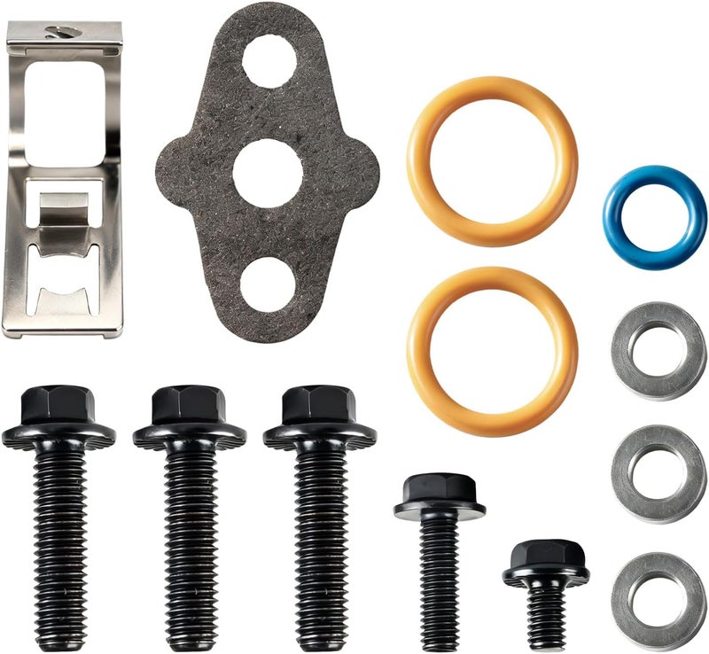 WUCDF AUTO Turbocharger Mounting Kit With Gaskets O-Rings And Bolts 3C3Z9T514AG 3C3Z9T514AD Fits For 2002-2010 International Trucks For 6.0L Powerstroke V8 Diesel Replaces#904-234,1840053C96 - Image 1